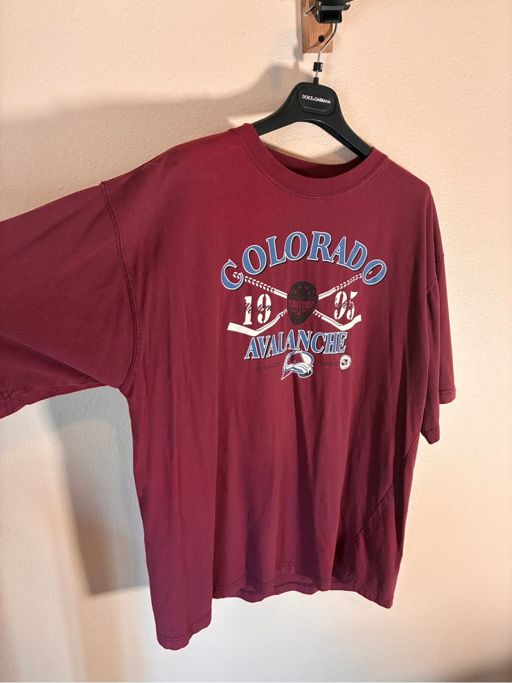 Vintage Boxy Colorado Avalanche Burgundy Graphic Crewneck Tee